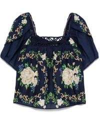 FARM Rio - Blouse Met Pofmouwen En Bloemenprint - Lyst