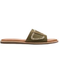 Clarks - Maritime Whipstitch-Detail Suede Flat Sandals - Lyst