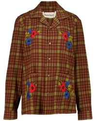 BAZISZT - Pilot Check Floral-Embroidered Shirt - Lyst