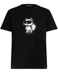 KARL LAGERFELD - Ikon Choupette Sketched T-Shirt - Lyst
