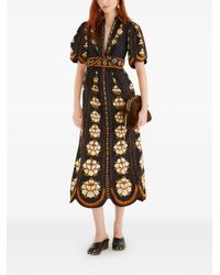 FARM Rio Flower Richelieu Euroflax Premium Linen Midi Dress in Blue | Lyst