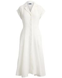 Polo Ralph Lauren - Robe-Chemise Mi-Longue Évasée En Lin - Lyst