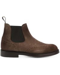 Doucal's - Brogue-Detail Suede Chelsea Boots - Lyst