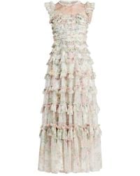 Needle & Thread - Gelaagde Jurk Met Bloemenprint En Ruches - Lyst