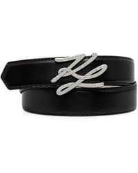 KARL LAGERFELD - Reversible Crystal-Embellished Belt - Lyst