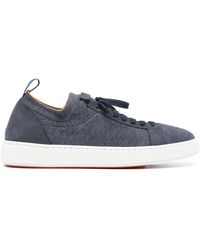 Santoni - Knitted Panelled Sneakers - Lyst