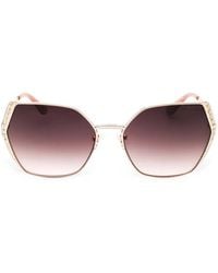 Guess - Crystal-Embellished Geometric-Frame Sunglasses - Lyst