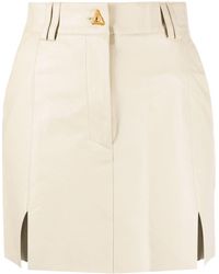Aeron - Logo-button Leather Miniskirt - Lyst