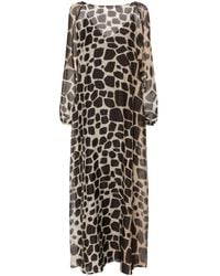 Max Mara - Giraffe-print Semi-sheer Dress - Lyst