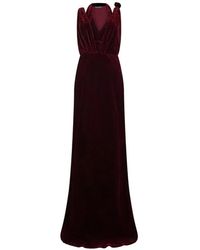 Alberta Ferretti - Velvet Halterneck Maxi Dress - Lyst