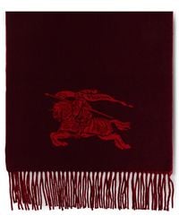 Burberry - Sciarpa Con Frange E Logo - Lyst