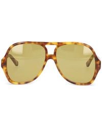 Chloé - Tortoiseshell-Effect Pilot-Frame Sunglasses - Lyst