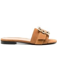 Madison Maison - Madison Maison Fade Jeweled Buckle Khaki Sandals - Lyst