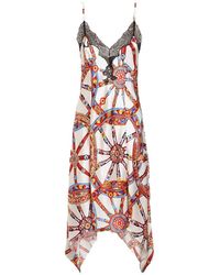 Dolce & Gabbana - Silk Satin Dress With Carretto-Print - Lyst