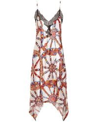 Dolce & Gabbana - Silk Satin Dress With Carretto-Print - Lyst
