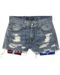 HTC - Distressed Bandana-Insert Shorts - Lyst