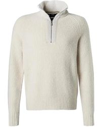 BOSS - Gerippter Pullover mit Stehkragen - Lyst