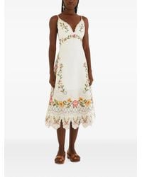 FARM Rio - "Flower Embroidery" Sleeveless Midi Dress - Lyst