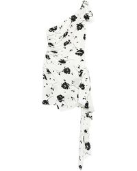 Alessandra Rich - Floral-Print One-Shoulder Dress - Lyst