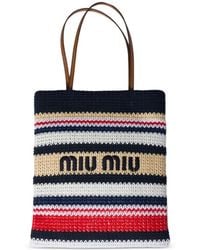 Miu Miu - Raffia-Effect Woven Tote Bag - Lyst
