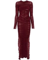 Mugler - Ruched Semi-Sheer Maxi Dress - Lyst