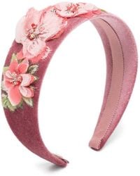 Jennifer Behr - Floral-Appliqué Velvet Headband - Lyst