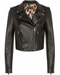 Dolce & Gabbana - Leather Biker Jacket - Lyst