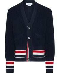 Thom Browne - Button-Fastening V-Neck Cotton Cardigan - Lyst