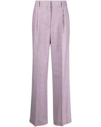 MSGM - Shiny Pinstriped Wide-leg Trousers - Lyst