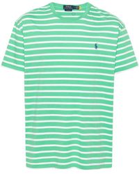 Polo Ralph Lauren - Gestreept T-shirt Met Borduurwerk - Lyst