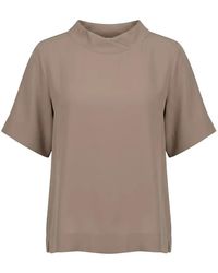 Seventy - Crossover-Neck Short-Sleeve Blouse - Lyst