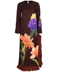 Borgo De Nor - Brunetta Feather-Trimmed Floral-Print Maxi Dress - Lyst