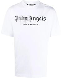 Palm Angels - Rhinestone Sprayed Logo-print T-shirt In White - Lyst