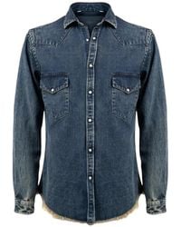 Costumein - Camisa Vaquera Mark Con Dobladillo Deshilachado - Lyst