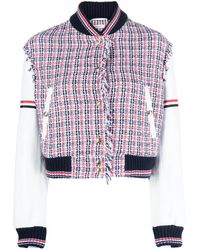 Thom Browne - Rwb-Stripe Panelled Bomber Jacket - Lyst