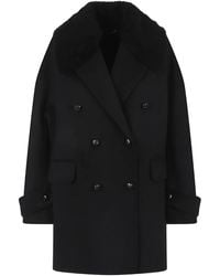 Ermanno Scervino - Fur-Collar Double-Breasted Coat - Lyst