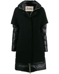Herno Contrast Panel Padded Coat - Black