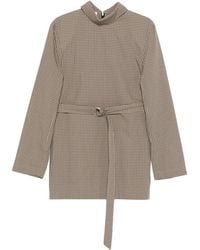 Nanushka - Belted Check-Pattern Mini Dress - Lyst