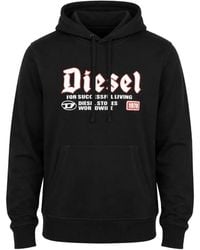 DIESEL - Logo-Print Drawstring Hoodie - Lyst