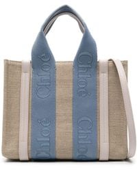 Chloé - Small Woody Linen Tote Bag - Lyst