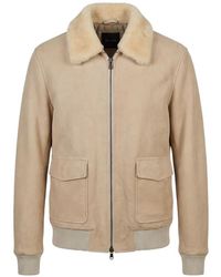 Barba Napoli - Shearling-Collar Leather Jacket - Lyst