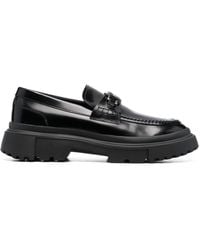 Hogan - Logo-plaque Leather Loafers - Lyst