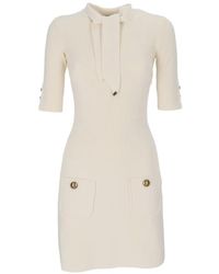 Elisabetta Franchi - Bow-Detail Ribbed-Knit Mini Dress - Lyst