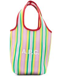 A.P.C. - Striped Logo Tote Bag - Lyst