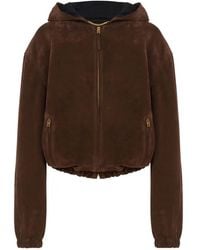 Moschino - Suede Hooded Jacket - Lyst