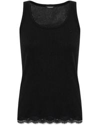Emporio Armani - Logo-Embroidered Lace-Trim Top - Lyst