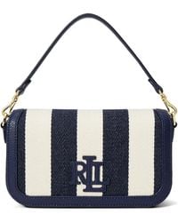 Ralph Lauren - Striped Logo-Plaque Shoulder Bag - Lyst