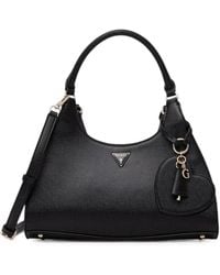 Guess - Isobel Logo-Plaque Pebbled-Effect Shoulder Bag - Lyst