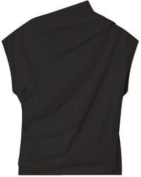 Ganni - Haut Asymétrique À Fronces - Lyst