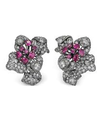 Anabela Chan - 18Kt Bloomingdale Diamond And Sapphire Earrings - Lyst